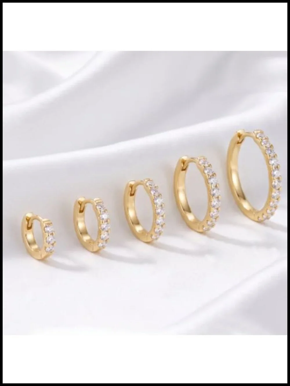 14k Gold Plated Hoop Earrings for Women with Cubic Zirconia - Half Pavé Huggie